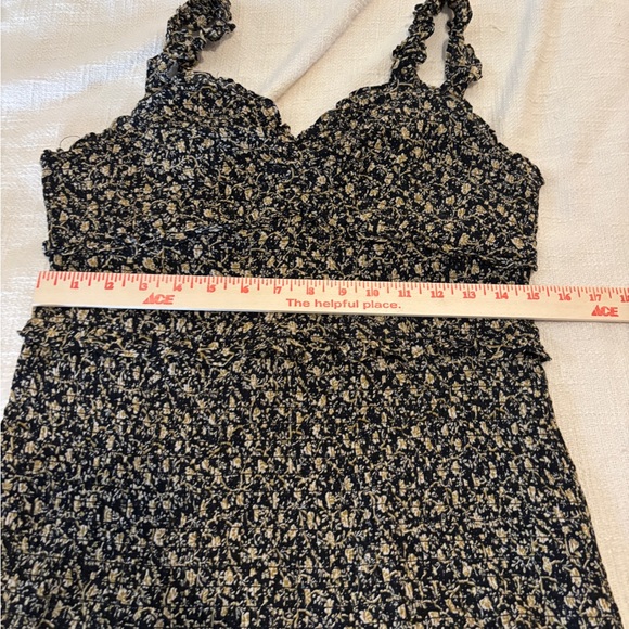 American Eagle Outfitters Black & Cream Midi Dress Ruffled 100% Cotton Women’s M - Picture 6 of 7